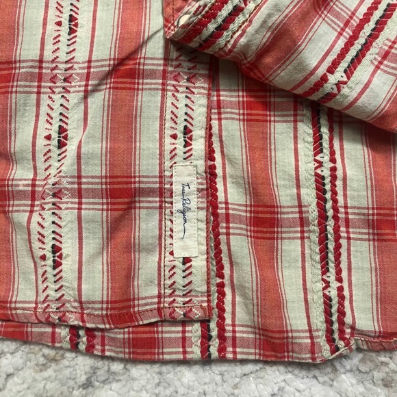 True Religion Plaid Western Snap Button Shirt Womens M Blue Brown Long Sleeve - Picture 5 of 12